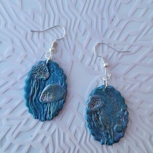 Oceanic Blue Jellyfish Dangle Earrings